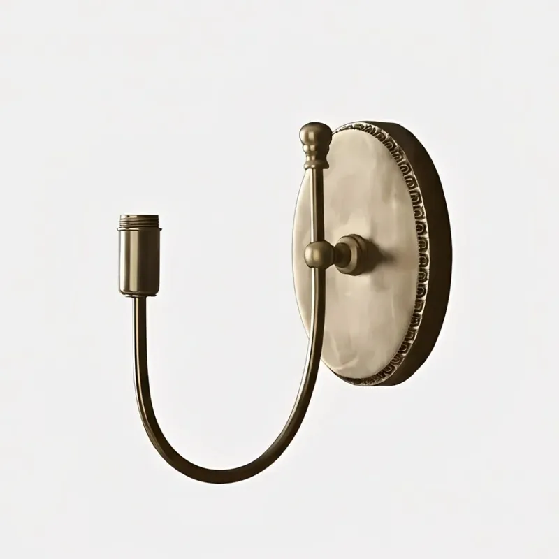 Base lampada da parete con braccio curvo in metallo vintage Lucine