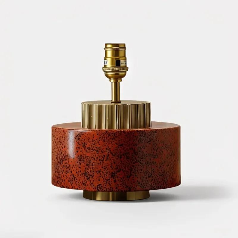 Base per lampada da tavolo cilindrica stratificata in metallo vintage Leora