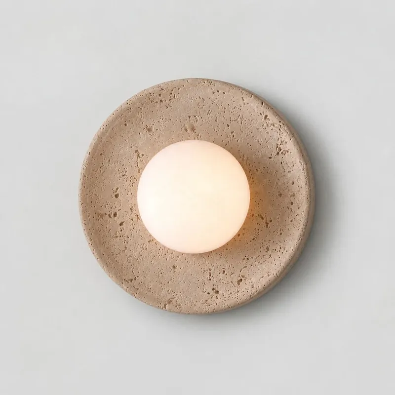 Lampada da parete Selara Wabi-Sabi Moon in travertino beige