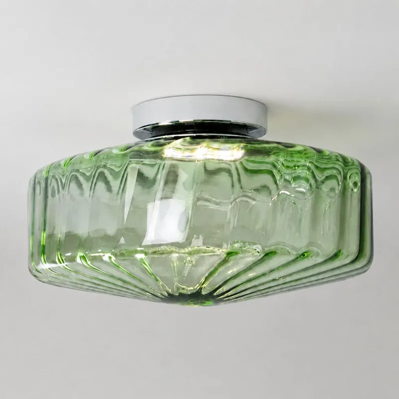 Lampada da soffitto rotonda in vetro con motivo vintage Ansel