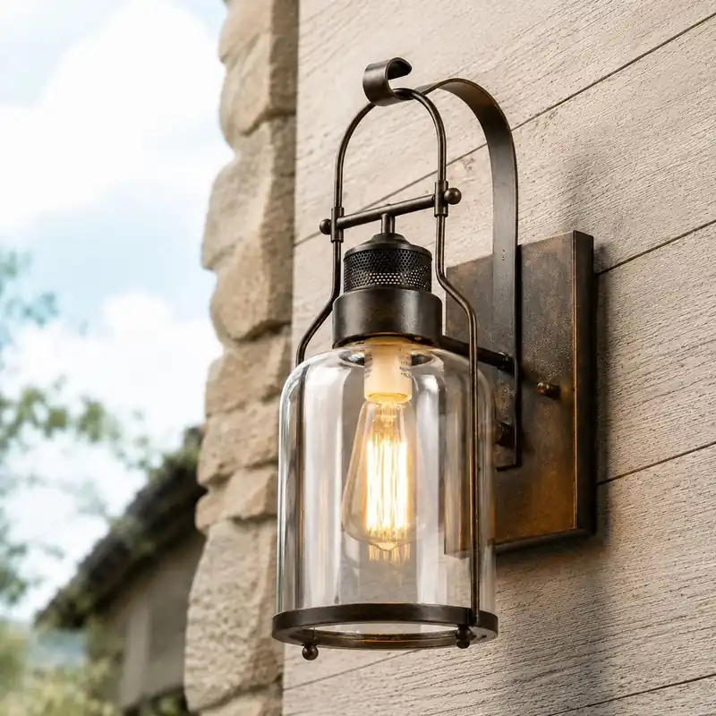 Luz de pared de frasco de vidrio antiguo industrial Ceres