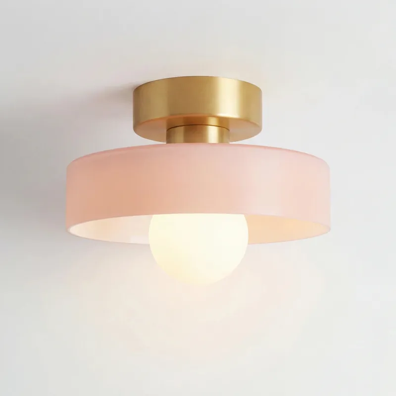 Lámpara de techo de disco en forma de orbe de vidrio moderno teñido Ezra