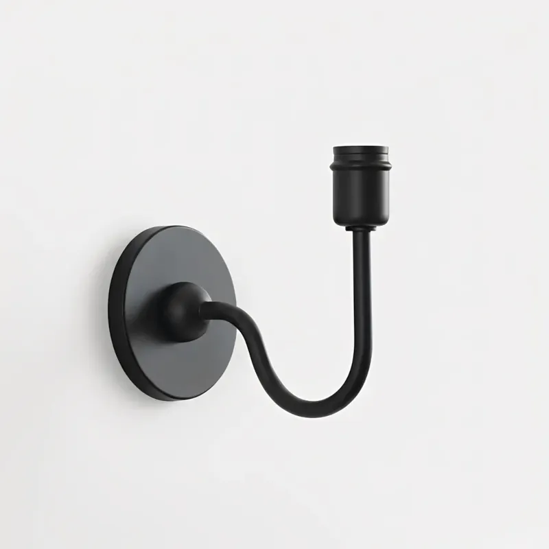 Base de lámpara de pared Elvira con brazo curvo de metal moderno y minimalista
