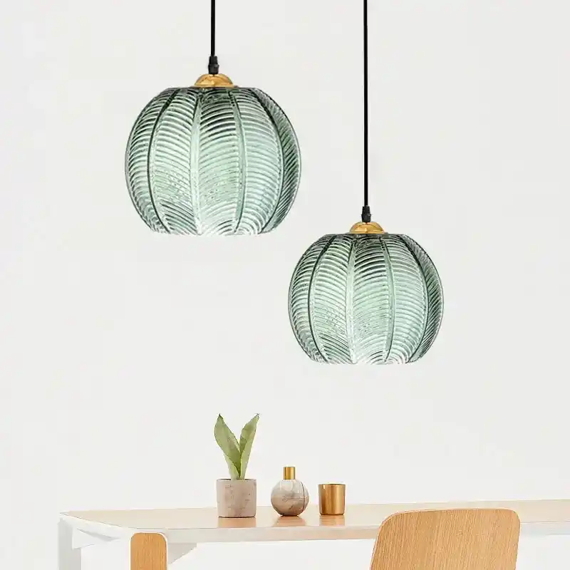 Gaia Boho Tropisk Palmblad Glas Pendellampa