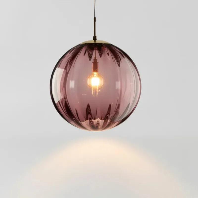 Octavia Gemstone Tones Glas Plisserad Pendellampa