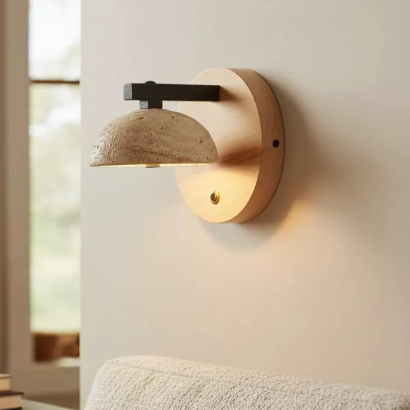 Sorina Minimalistisk Wabi-Sabi Travertin Vägglampa