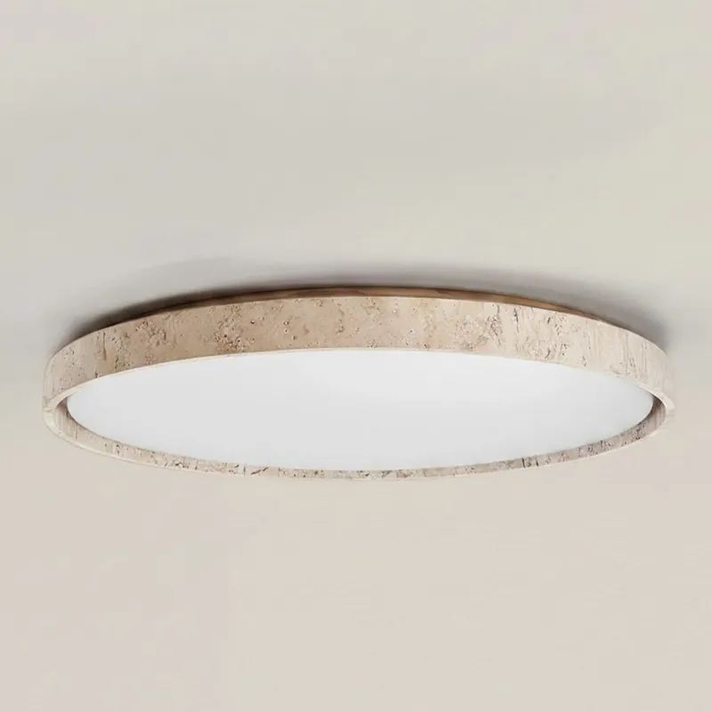 Eryndor Minimalistisk Rund Taklampa i Travertin