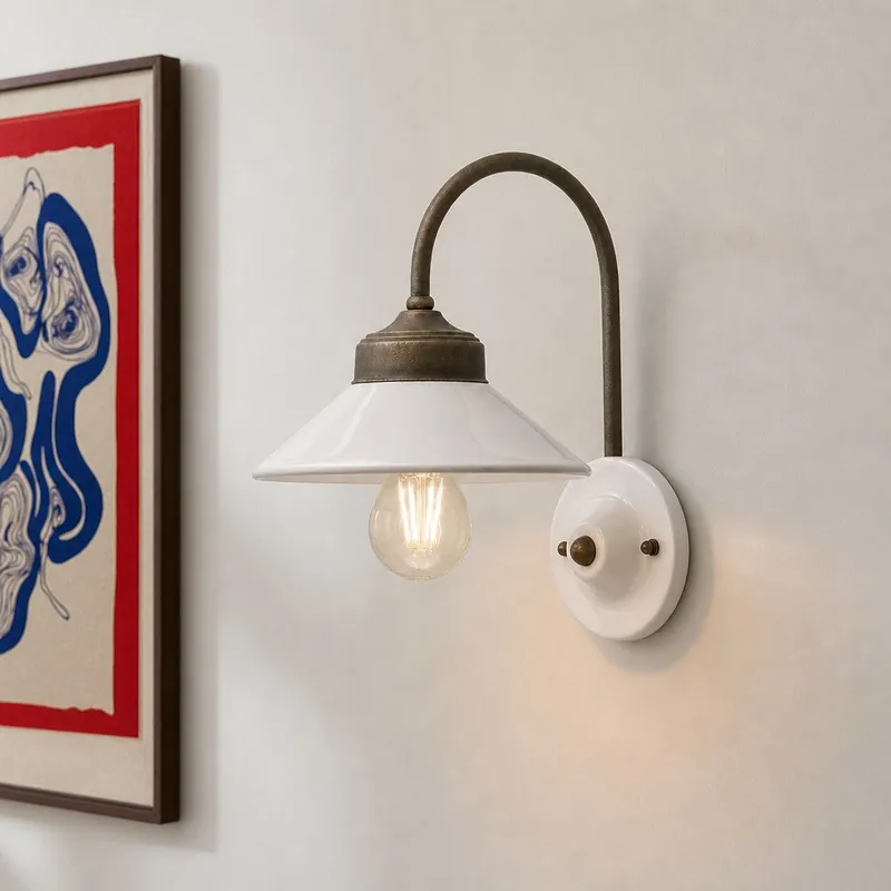 Loryos Retro keramisk skivformad skärm färgad vägglampa