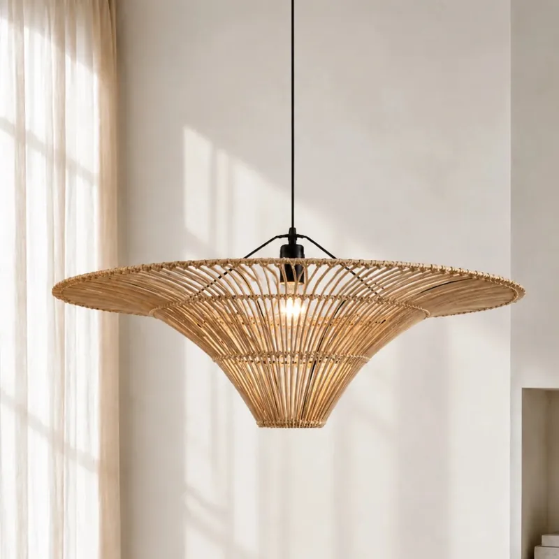 Lampa wisząca Viallet z rattanu