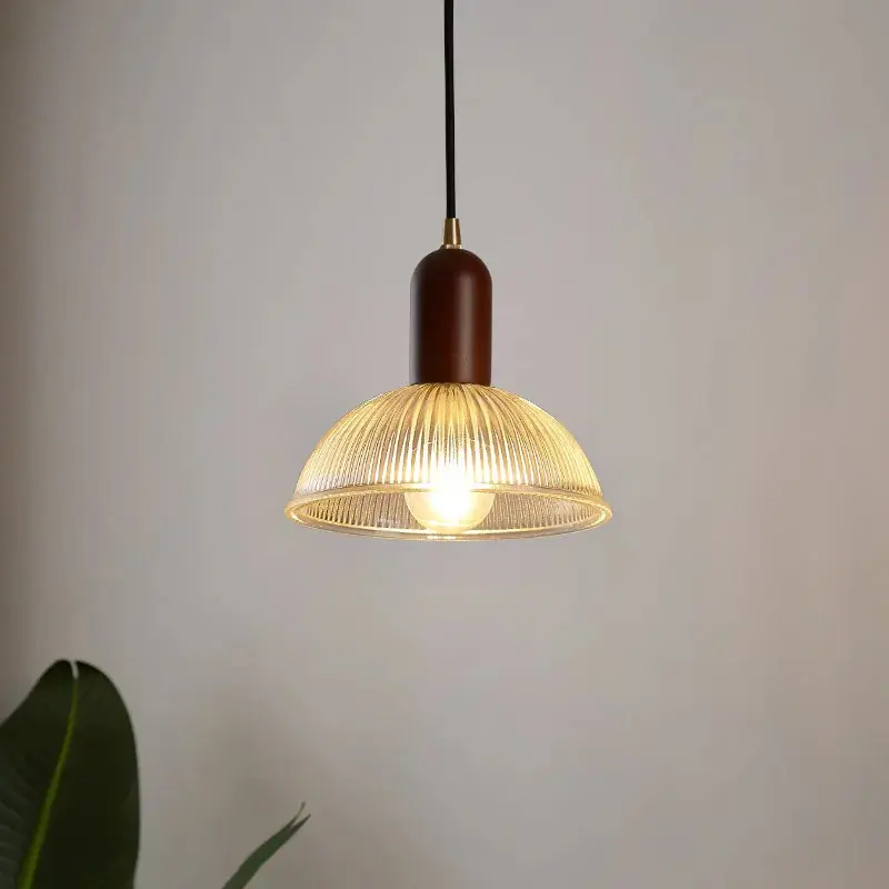 Aderynne Vintage Żebrowana Szklana Lampa Wisząca