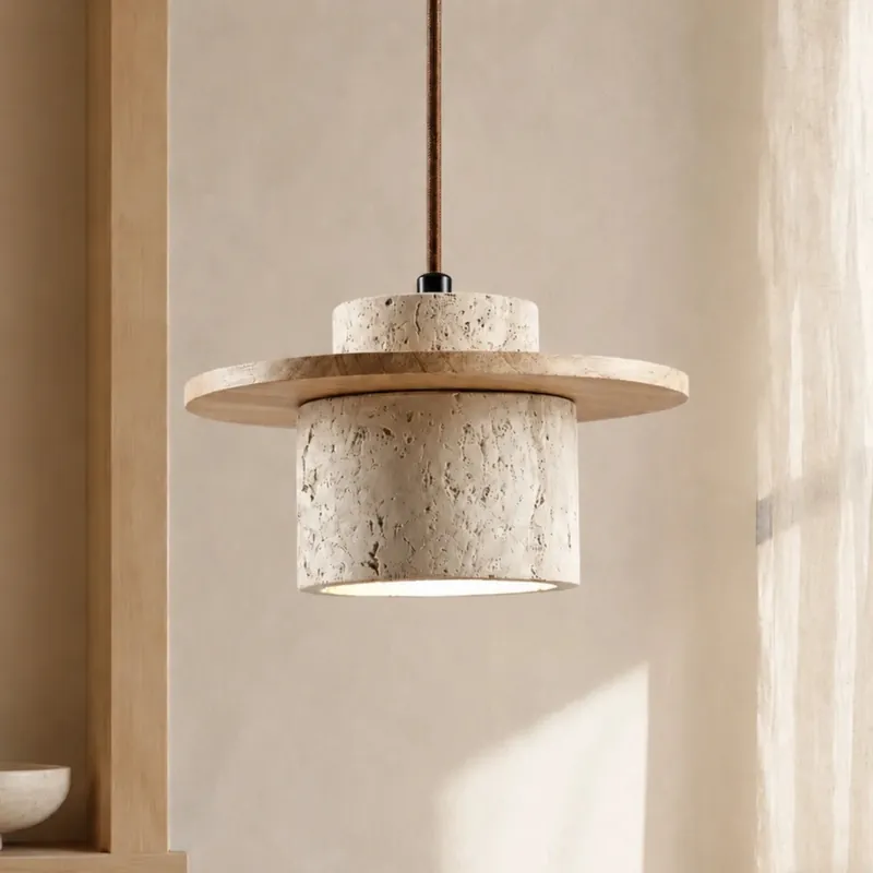 Lampa wisząca Elindra Nordic z kamienia trawertynowego