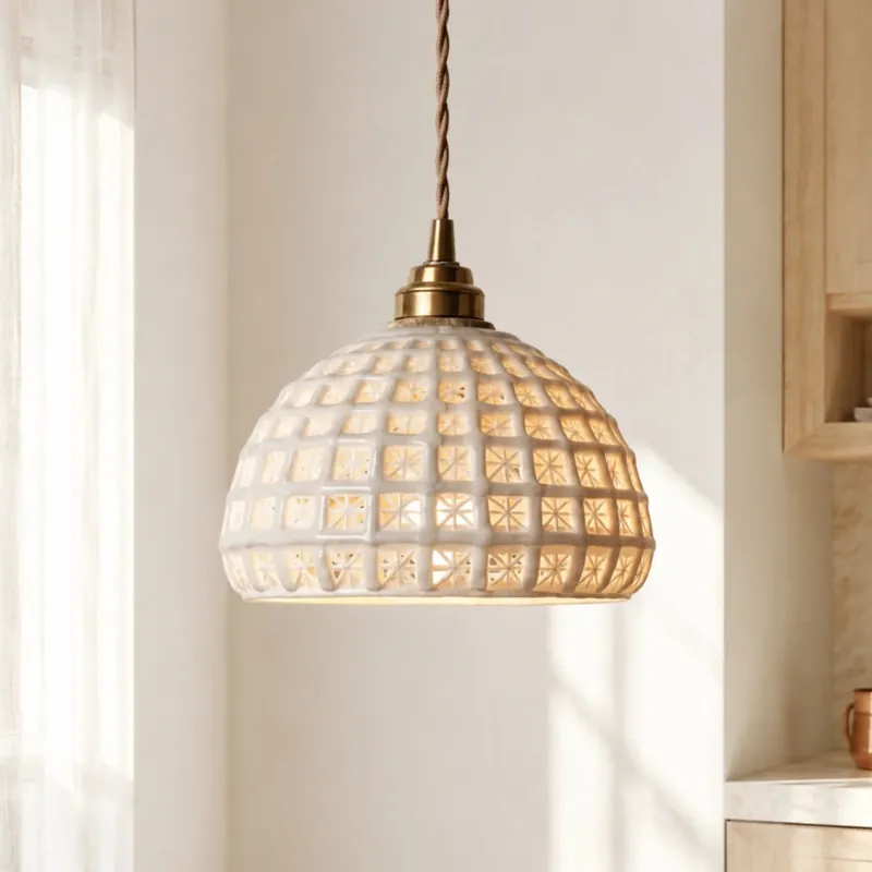 Solena nowoczesna ceramiczna owalna lampa wisząca w klatce