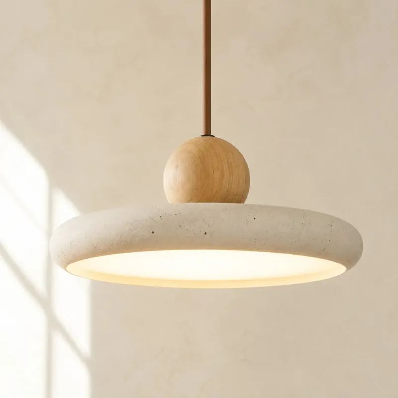 Katriina Vintage Wisząca Lampa z Kręgiem z Trawertynu