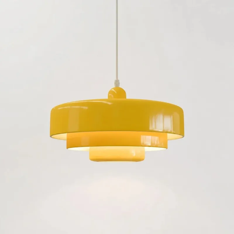 Candeeiro pendente Hind com macaron de disco de tripla camada