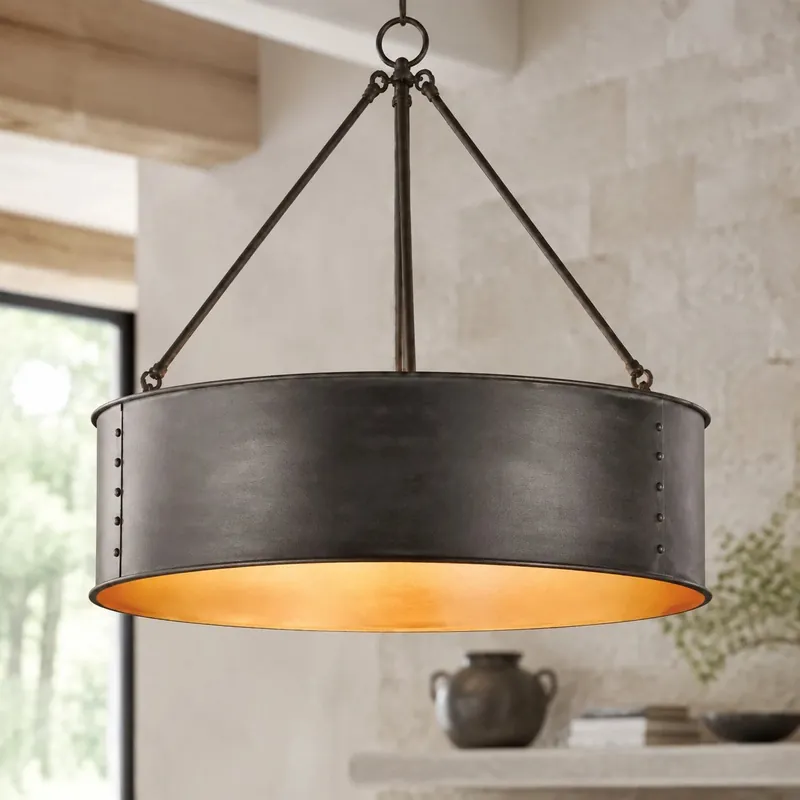 Candeeiro Suspenso Industrial de Metal Preto Grayson