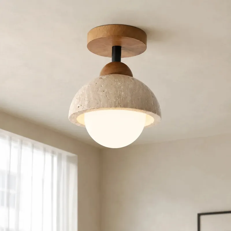 Candeeiro de Teto Velian Japandi Bud Travertine