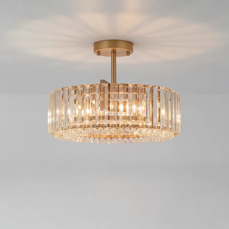 Luminária de Teto de Cristal Drum de Luxo Moderno Dominic