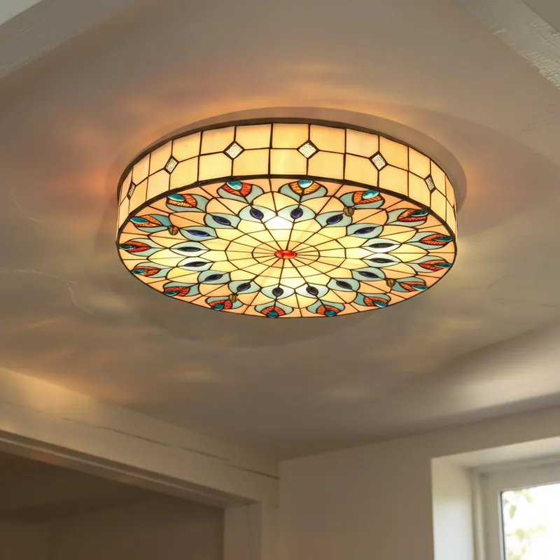 Luz de Teto Embutida Beatrice Vintage em Vitral