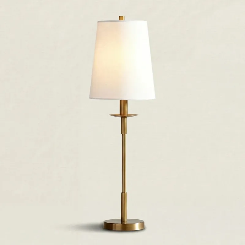 Candeeiro de Mesa Taliah com Abajur em Linho Vintage