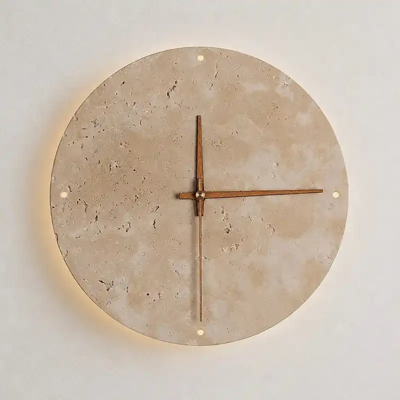 Candeeiro de Parede Relógio de Travertino Zeryma Wabi-Sabi