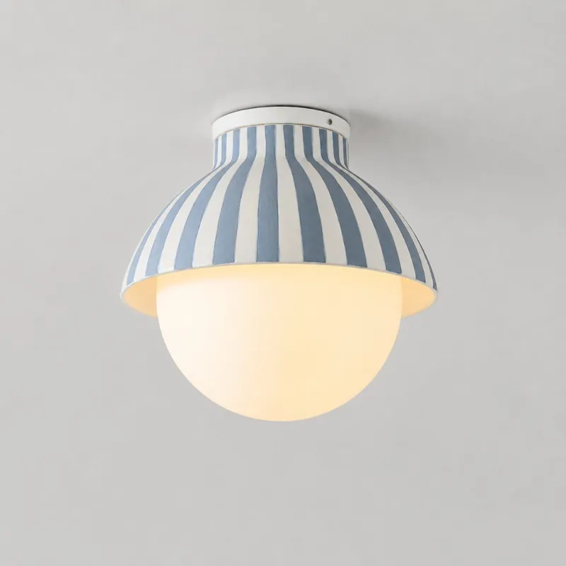 Luz de Teto em Cúpula de Cerâmica Listrada Moderna Callum