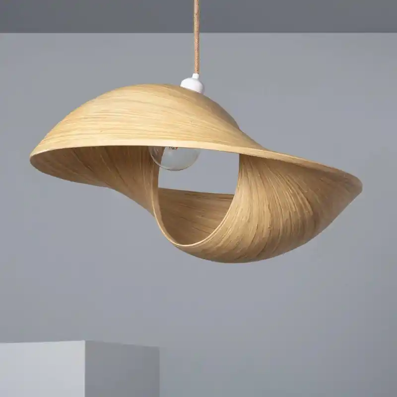 Suspension luminaire suspendu bois bambou 60cm culot e27