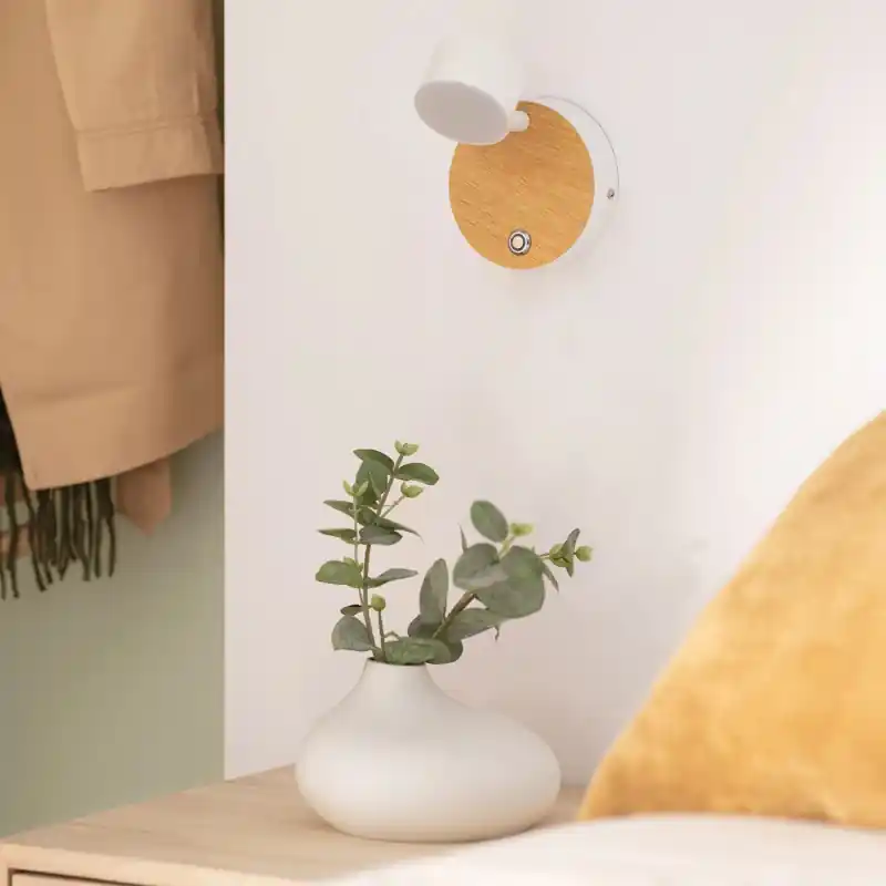 Applique murale led 5w métal noir ou blanc effet bois