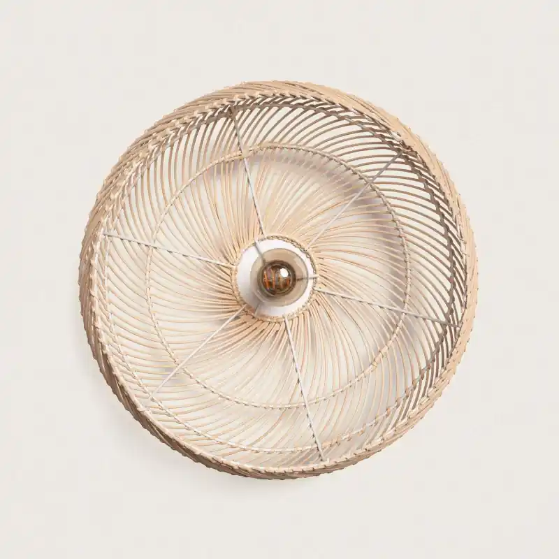 Plafonnier rotin culot e27 fixation blanche