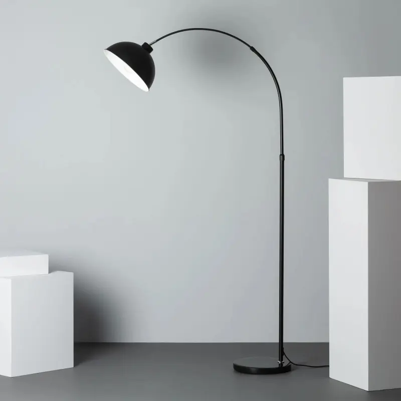 Lampadaire arc aluminium noir culot 1xe27