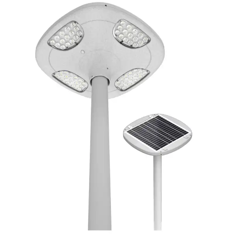 Lampadaire candélabre solaire 9w led 2000 lm hybride 220v