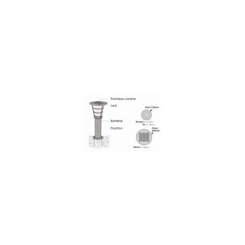 Borne led potelet solaire 38cm-250 lumens