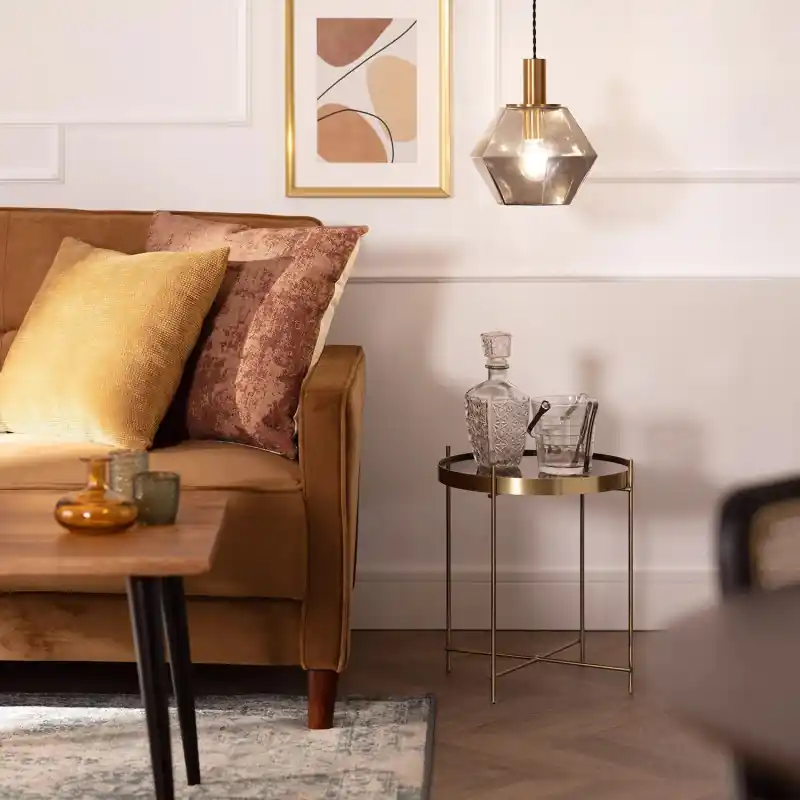 Suspension verre effet diamant métal doré culot e27