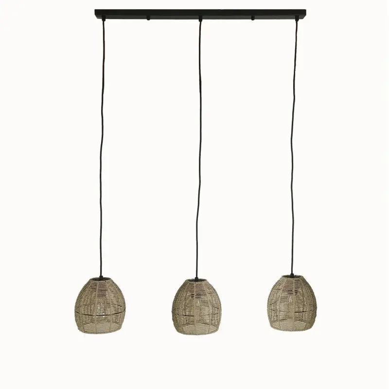 Suspension luminaire suspendu 3 têtes tressé culot e27