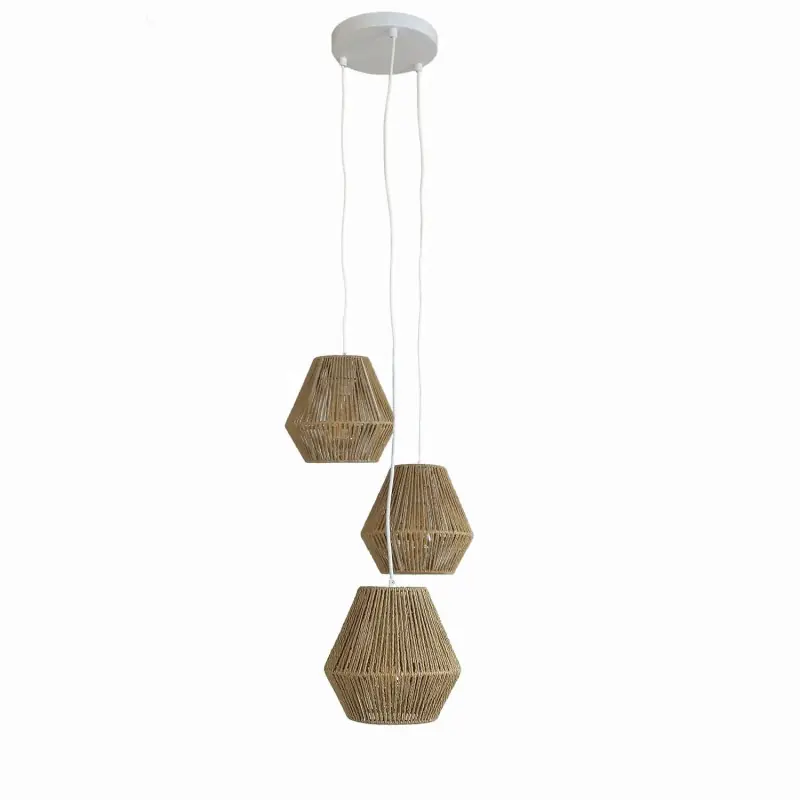 Suspension luminaire suspendu 3 têtes tressé culot e27