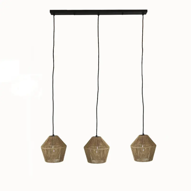 Suspension luminaire suspendu 3 têtes tressé culot e27