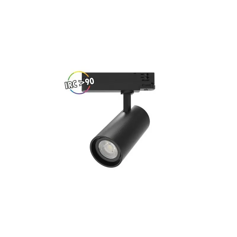 SPOT LED SUR RAIL noir 25W 4000K 2750 LM IRC90 + ADAPTATEUR RAIL 3 ALLUMAGES