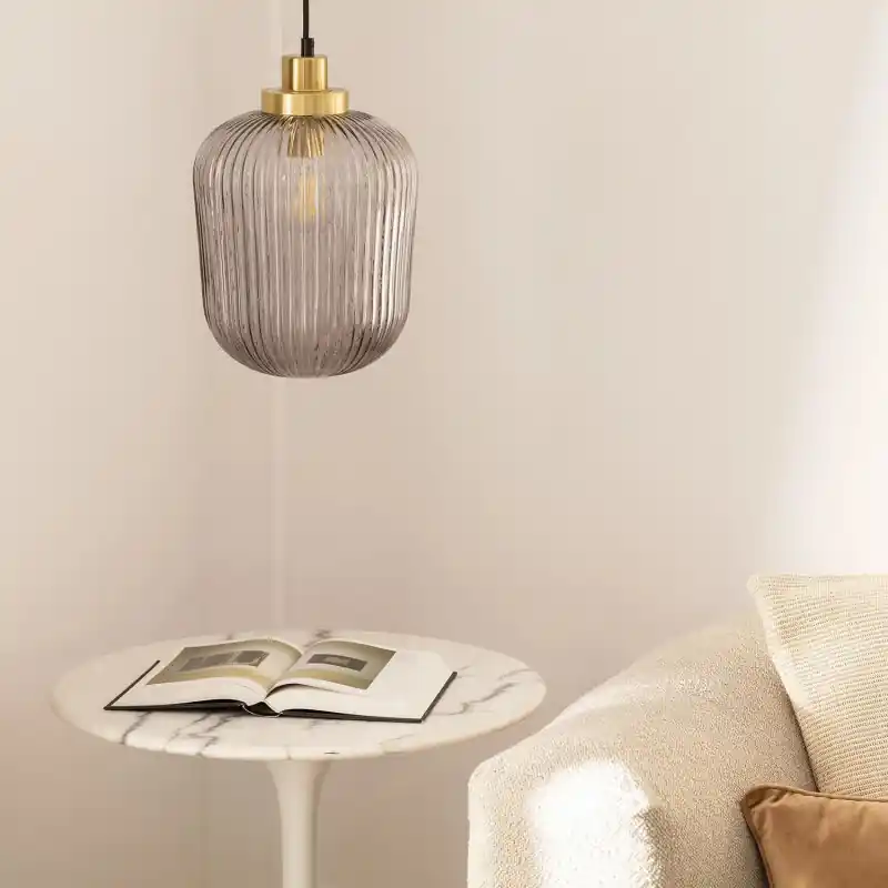 Suspension métal doré et cloche verre culot e27