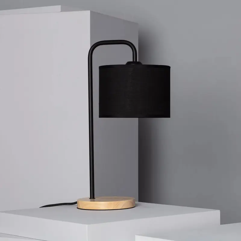 Lampe de chevet bois et abat-jour culot e27 bureau chambre