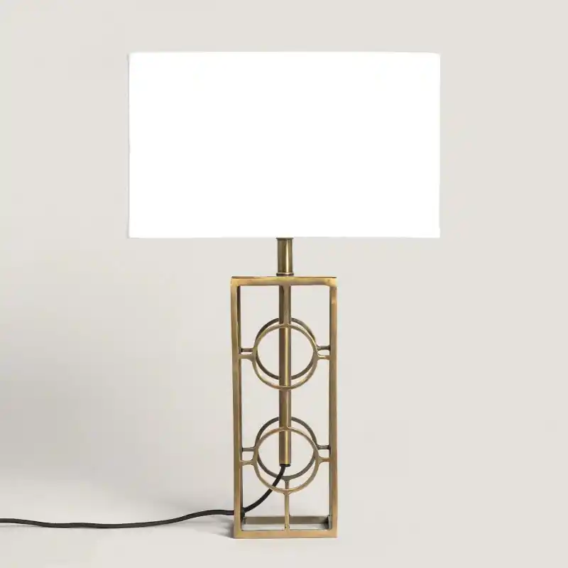 Lampe à poser métal et abat-jour blanc culot e27