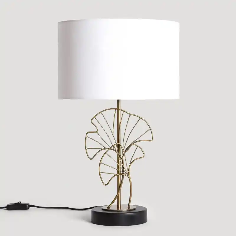 Lampe à poser métal et abat-jour blanc culot e27