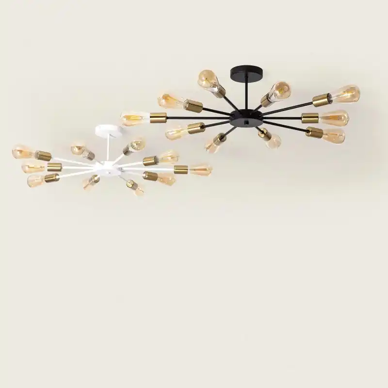 Plafonnier luminaire métal métal 10 têtes culot e27