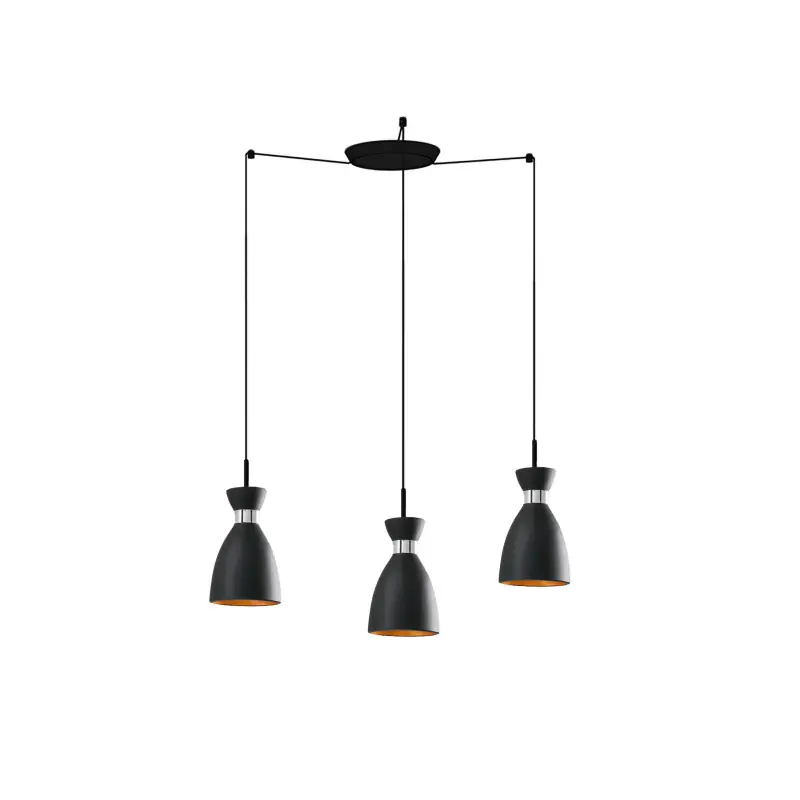 RETRO 3L Lampe suspension noire et cuivre