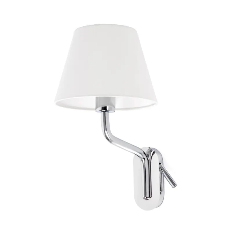 ETERNA Lampe applique avec lecteur gauche chrome/blanc