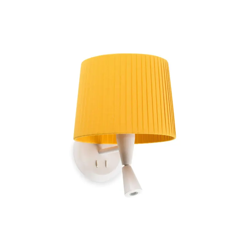 SAMBA Lampe applique avec lecteur blanc/enrubanné jaune