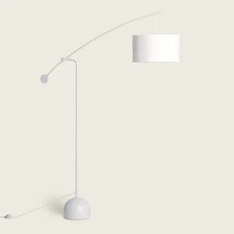 Lampadaire arc métal abat-jour blanc culot e27