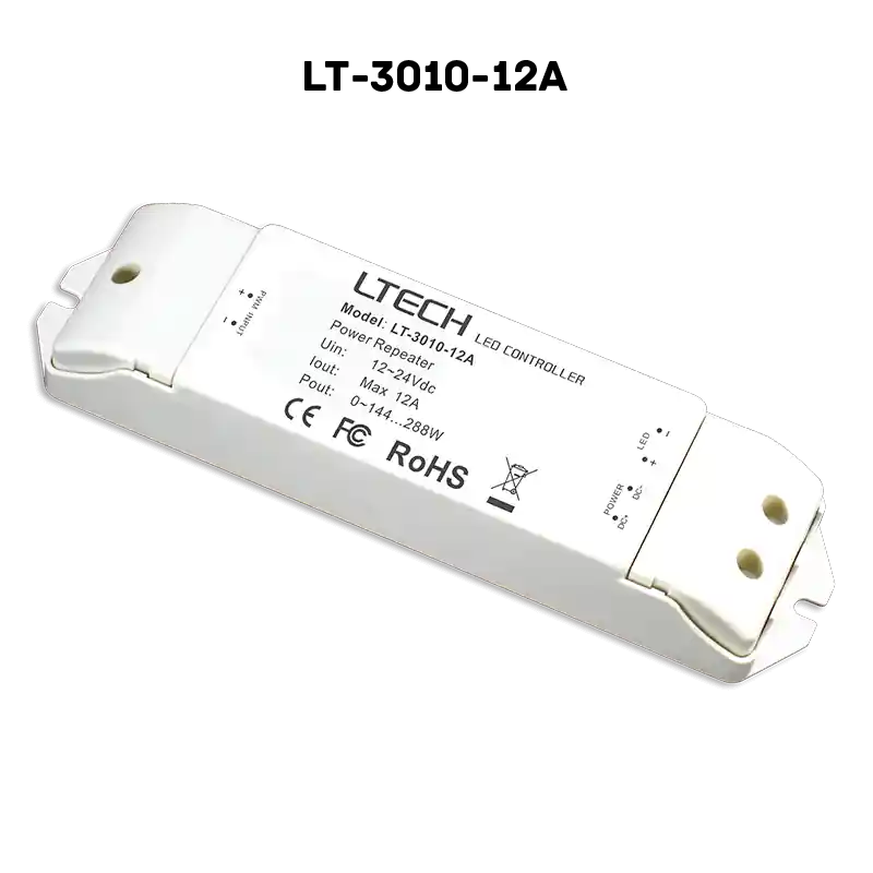 CONTRÔLEUR Amplificateur pour ruban monochrome Blanc - Tension 12V-24V