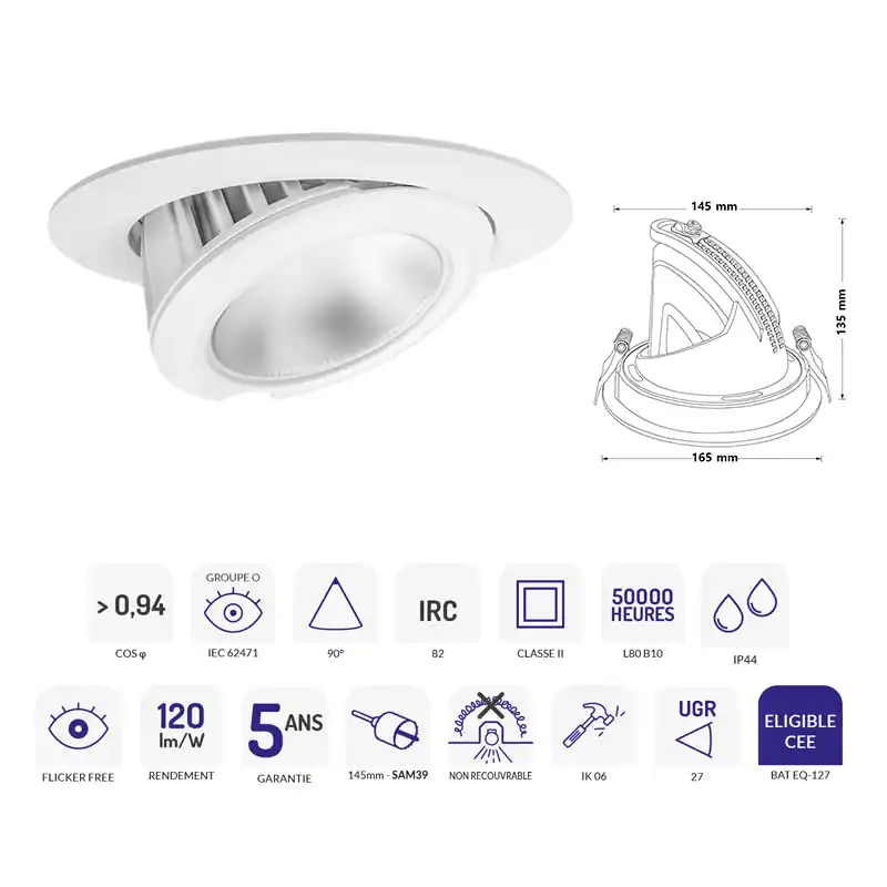 DOWNLIGHT SAMBA 30W blanc 4000K