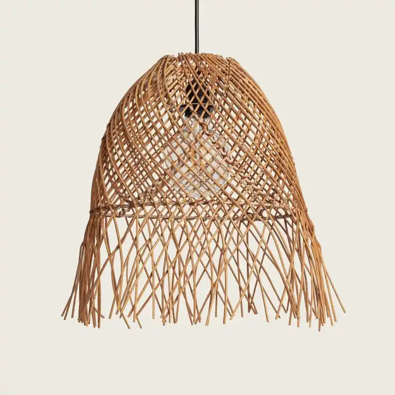 Suspension luminaire suspendu rotin marron culot e27