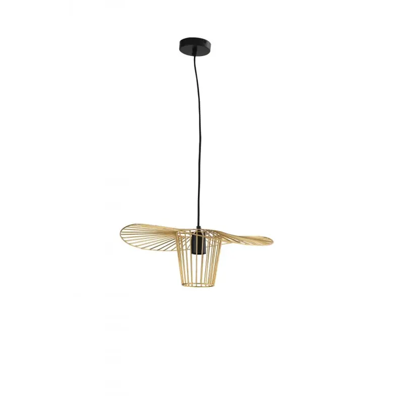 Suspension cage métal doré décoration chapeau culot e27