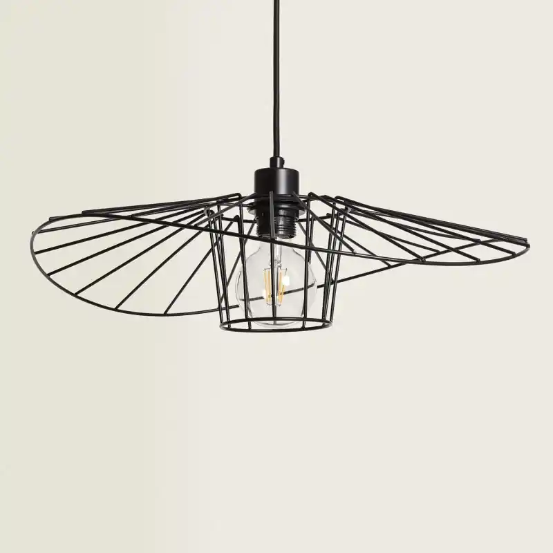 Suspension luminaire suspendu cage métal noir culot e27